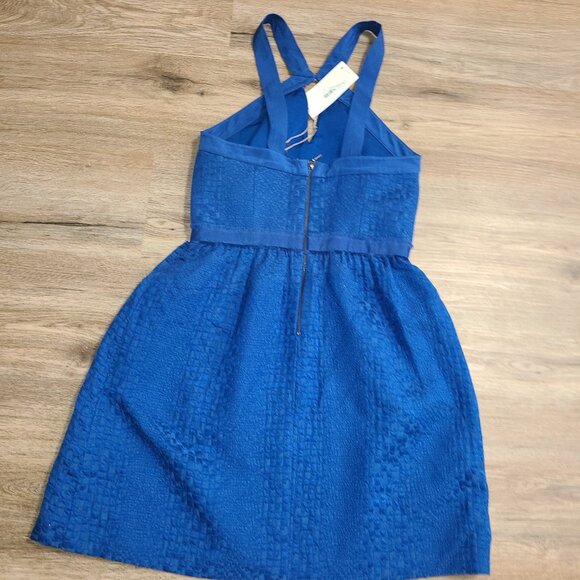 NWT Rebecca Taylor size 4 Fit & Flare halter Beaded Dress sleeveless Jacquard - Picture 5 of 7